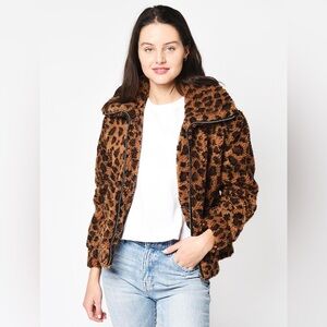 BB Dakota leopard print teddy Sherpa coat